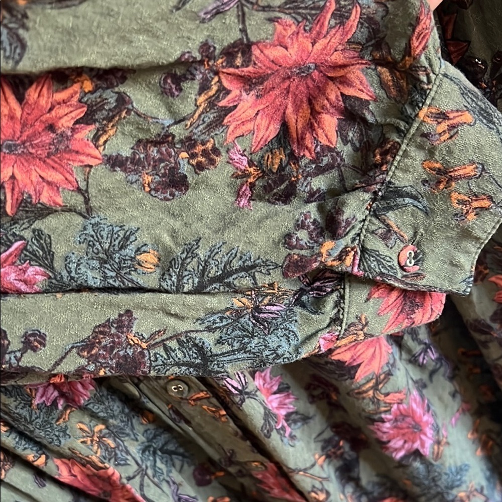 Dress- Floral Green and Pink Boutique Dress - Picture 5 of 6